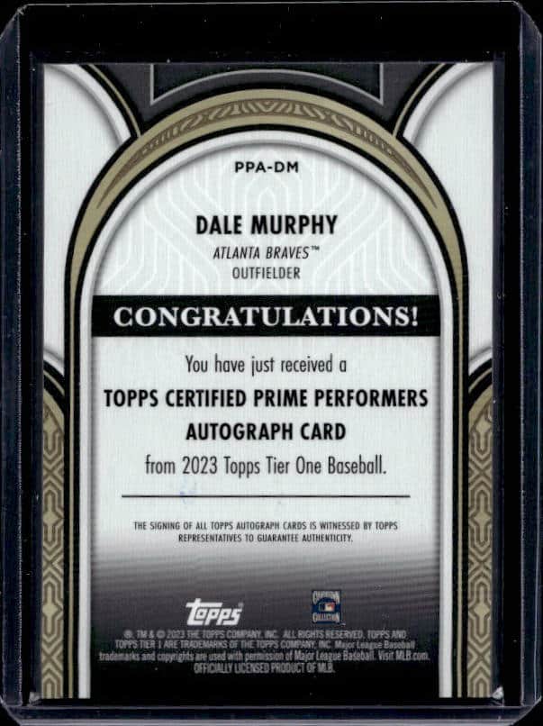 2023 Topps Tier One Dale Murphy #PPA-DM Autograph /149
