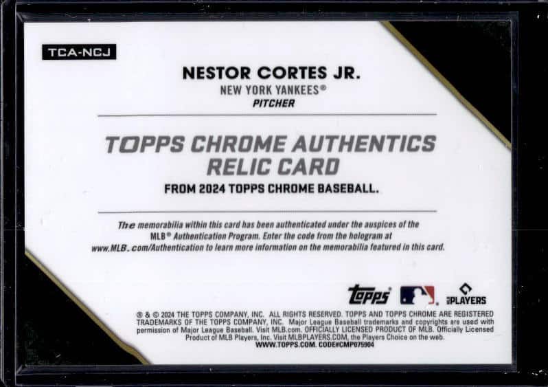 2024 Topps Chrome Nestor Cortes Jr. Authentics Patch #TCA-NCJ Gold Refractor /50