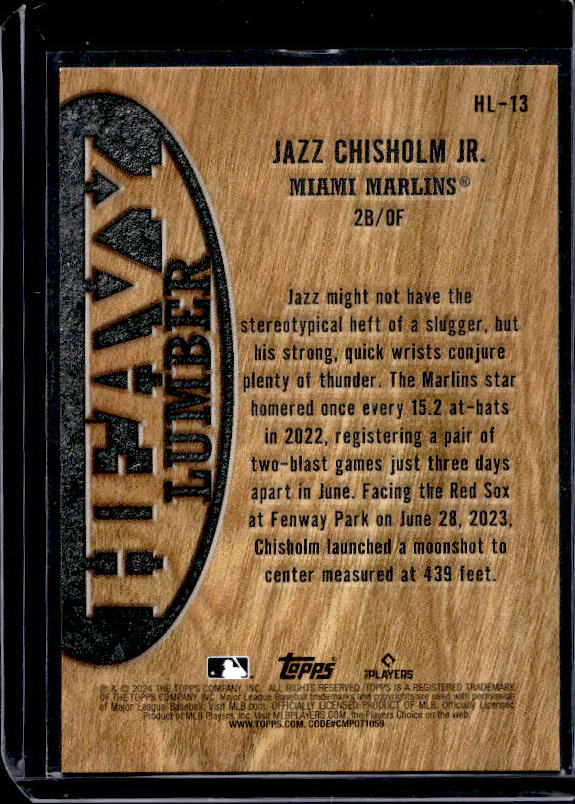 2024 Topps Jazz Chisholm Jr. #HL-13 Heavy Lumber SSP