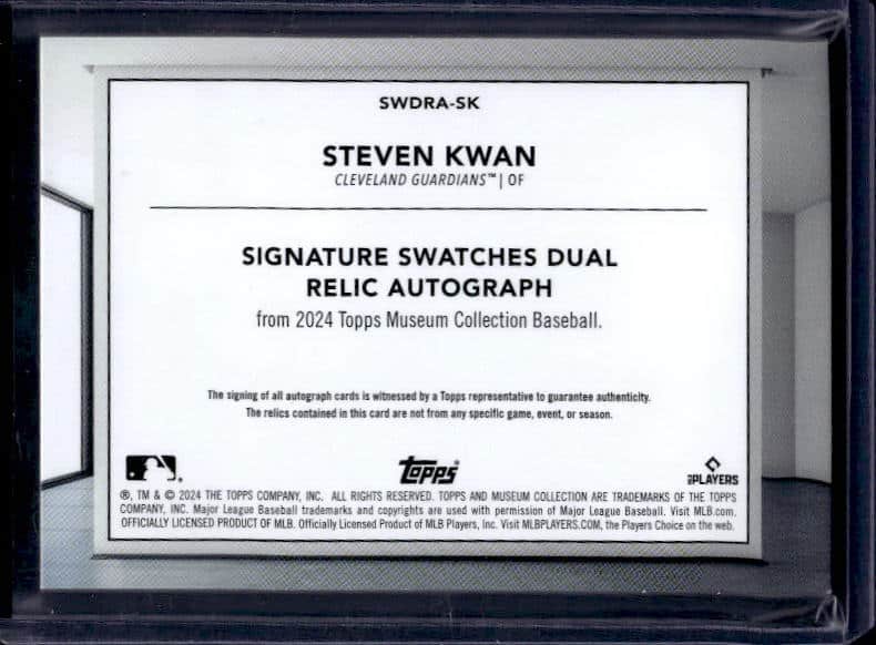 2024 Topps Museum Collection Steven Kwan #SWDRA-SK Patch Autograph /295
