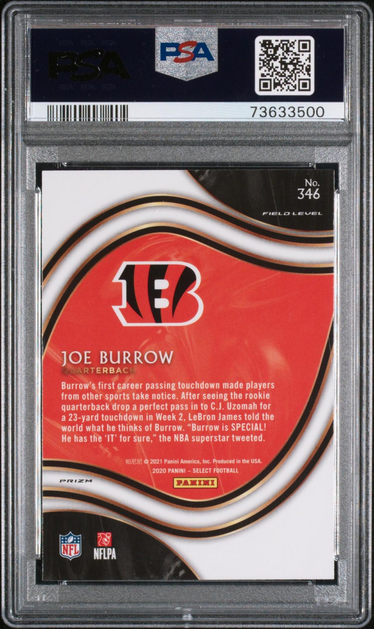 2020 Panini Select 346 Joe Burrow Silver Prizm PSA 10