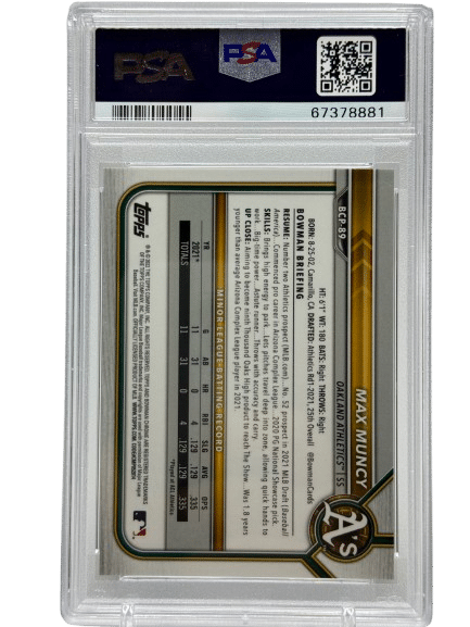 2022 Bowman Mega Max Muncy #BCP-89 Gold Refractor /50 PSA 9