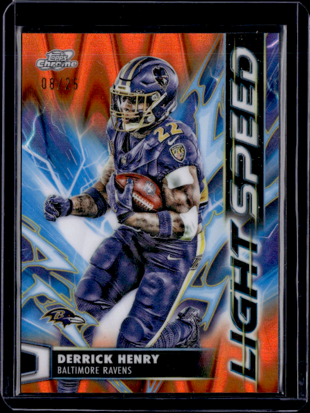 2025 Topps Chrome Cosmic #LS-13 Derrick Henry Light Speed Orange Galactic Refractor #/25