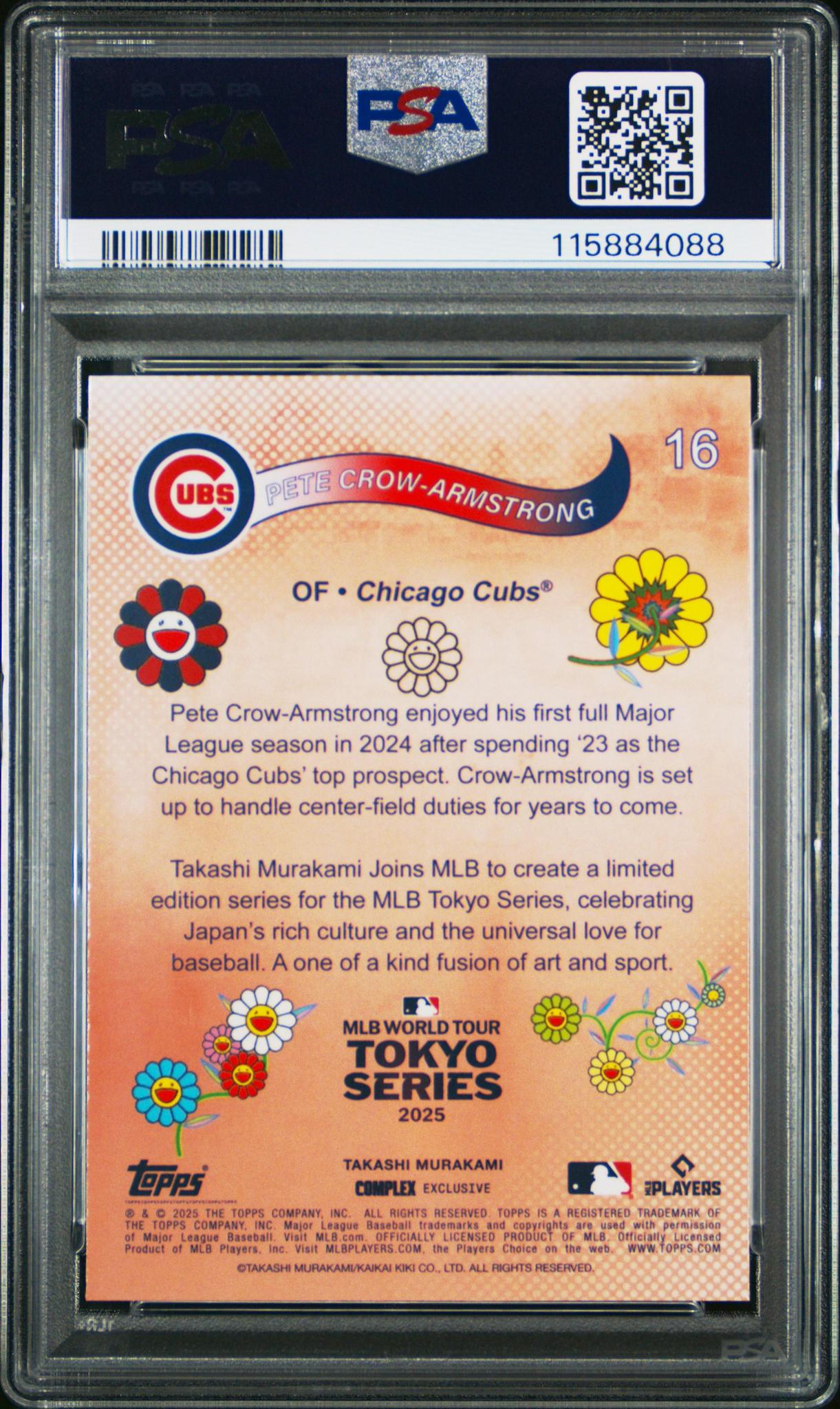 2025 Topps MLB World Tour Tokyo Series Takashi Murakami Complex Exclusive #16 Pete Crow-Armstrong PSA 9