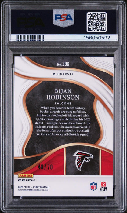 2023 PANINI SELECT 296 BIJAN ROBINSON DRAGON SCALE PRIZM PSA 10