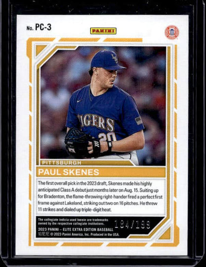 2023 Panini Elite Extra Paul Skenes #PC-3 Blue /199