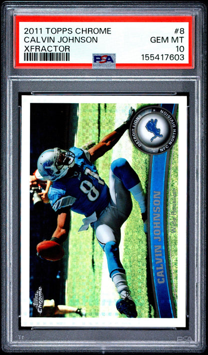 2011 TOPPS CHROME 8 CALVIN JOHNSON XFRACTOR PSA 10