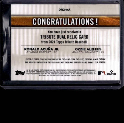 2024 Topps Tribute Ronald Acuna Jr. / Ozzie Albies #DR2-AA Relic /99