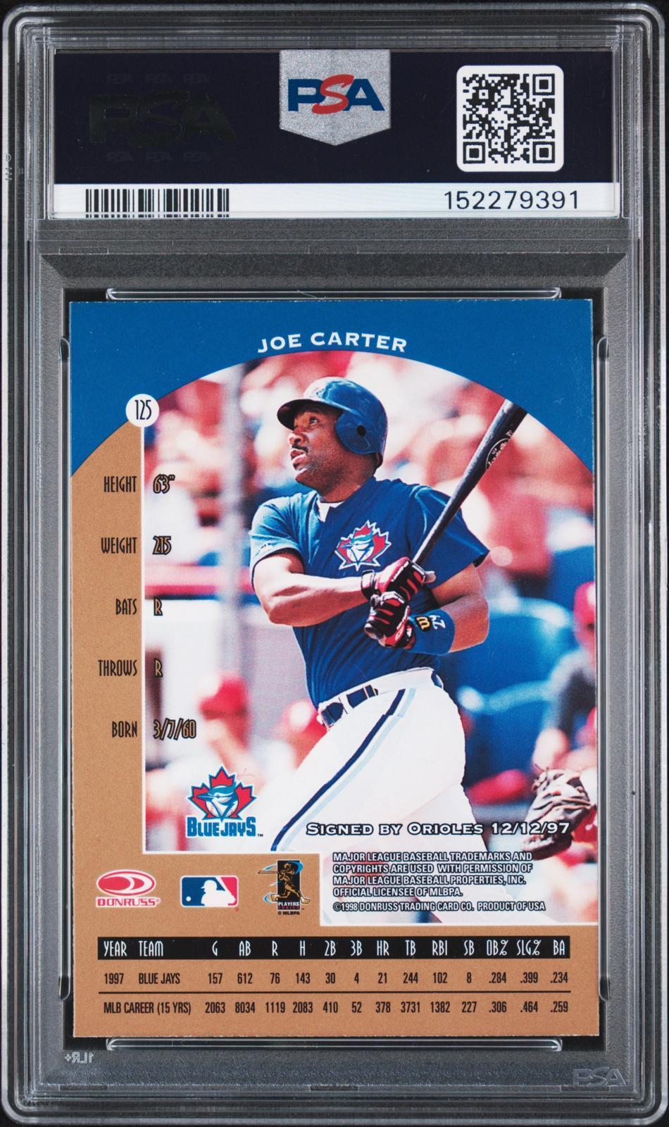 1998 Donruss Preferred #125 Joe Carter PSA Authentic