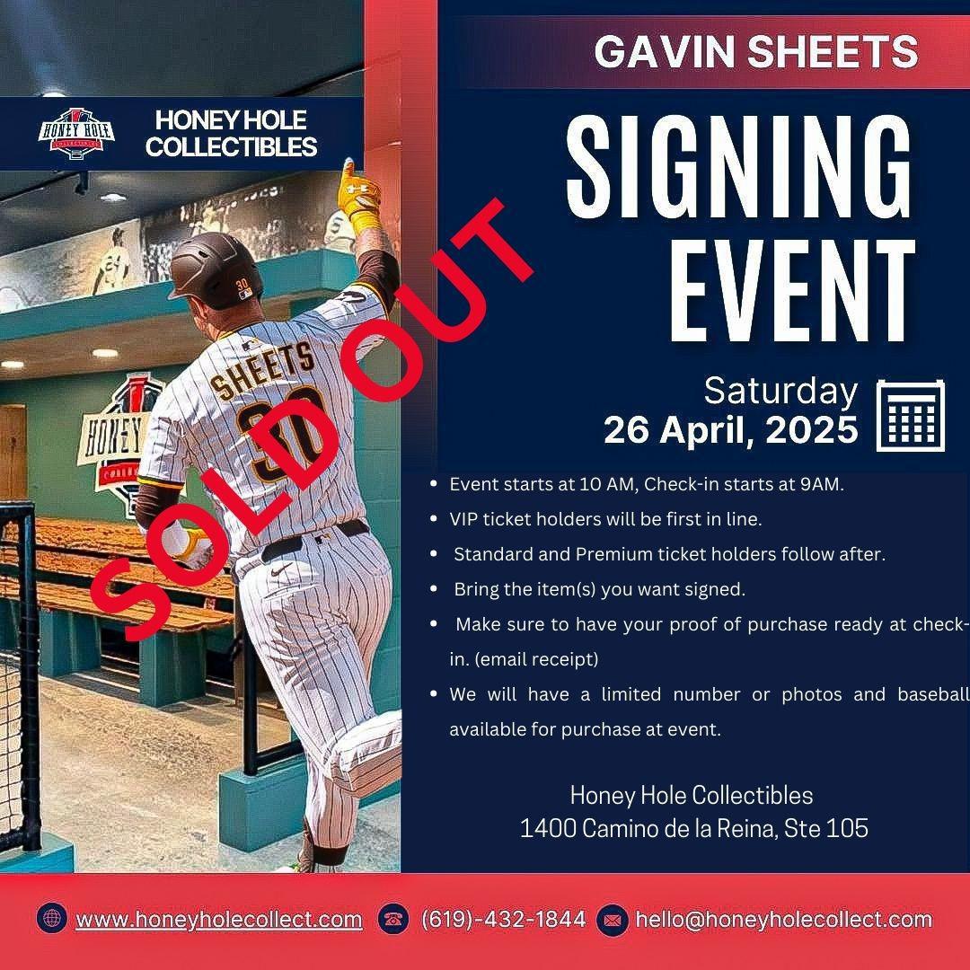Event Information: Gavin Sheets Signing Event Mission Valley April 26, 2025