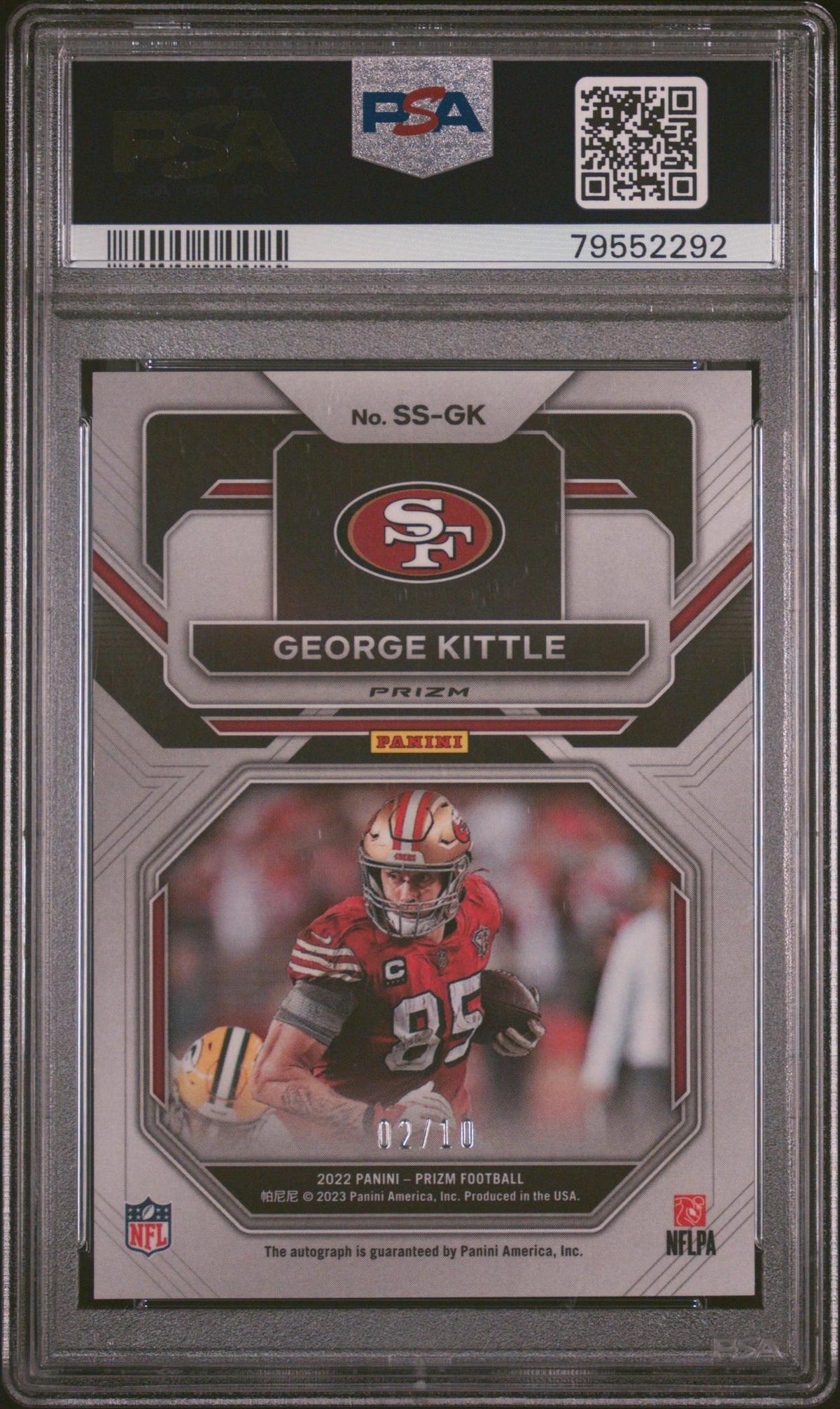 2022 PANINI PRIZM SENSATIONAL SIGNATURES SSGK GEORGE KITTLE NAVY CAMO PSA 10