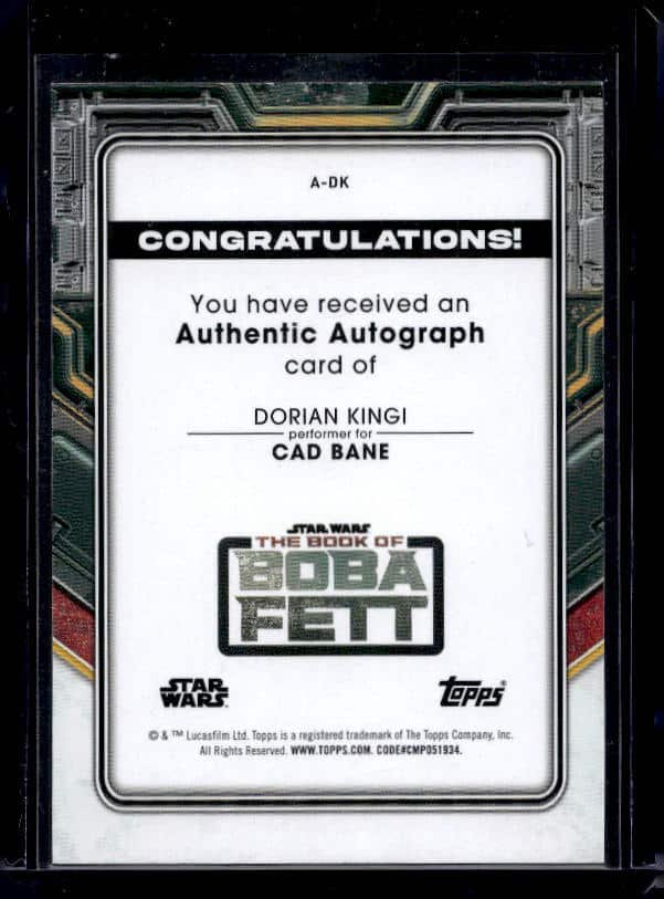 Topps Star Wars The Book of Boba Fett Dorian King #A-DK Autograph /25