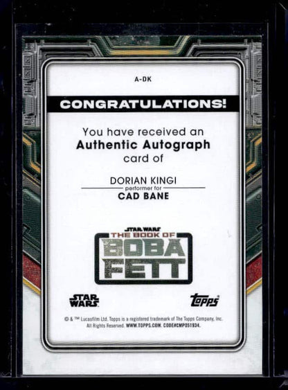 Topps Star Wars The Book of Boba Fett Dorian King #A-DK Autograph /25