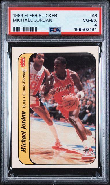 1986 FLEER STICKER #8 MICHAEL JORDAN PSA 4