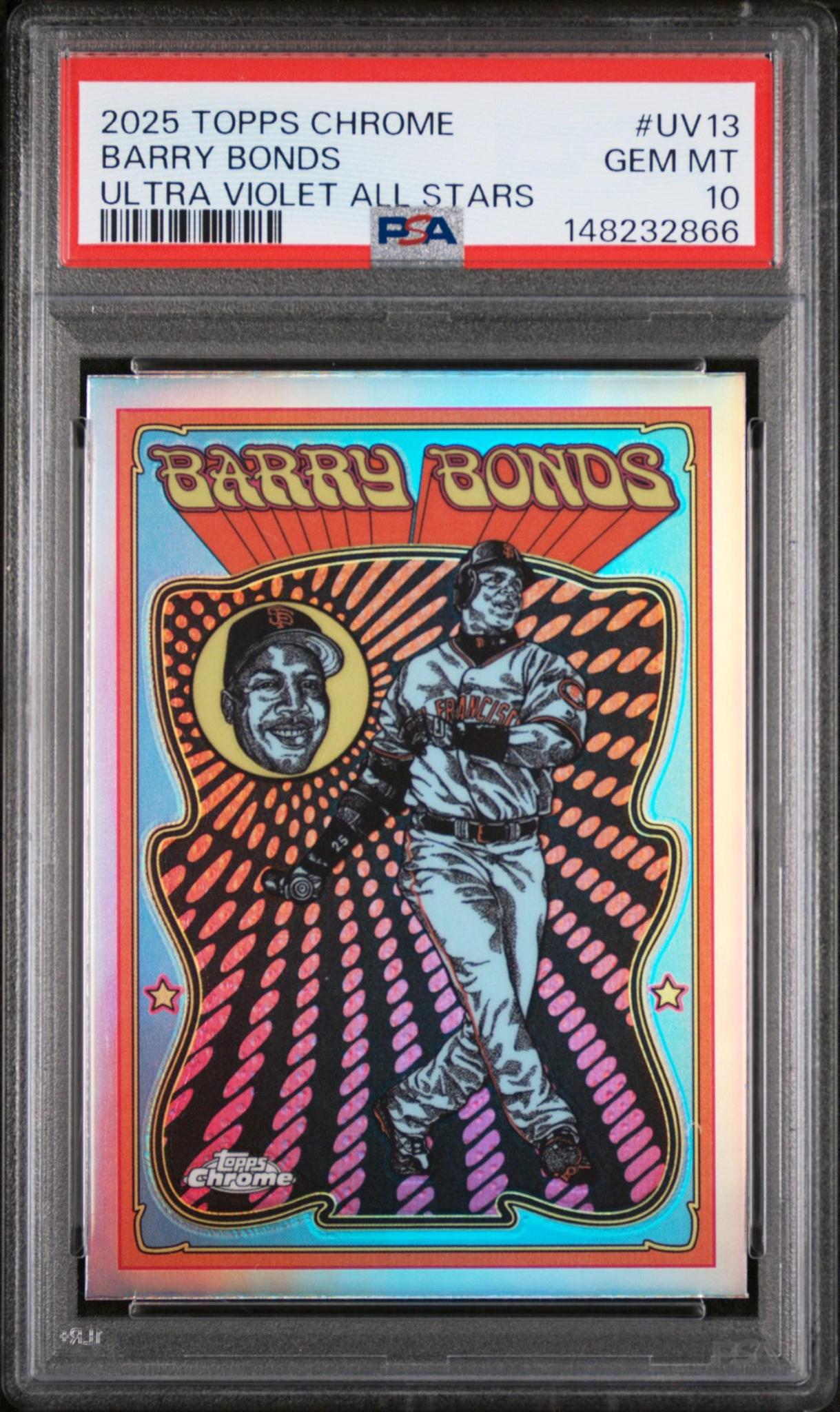 2025 TOPPS CHROME ULTRA VIOLET ALL STARS UV13 BARRY BONDS PSA 10