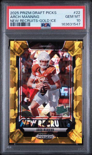 2025 PANINI PRIZM DRAFT PICKS NEW RECRUITS #22 ARCH MANNING NEW RECRUITS-GOLD ICE PSA 10
