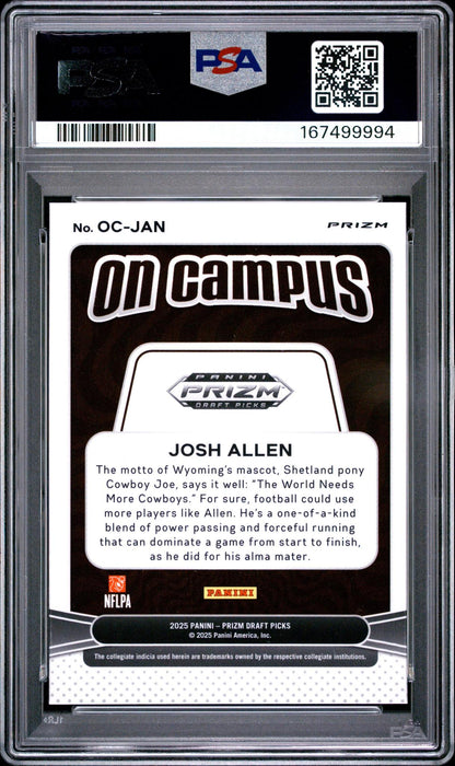 2025 PANINI PRIZM DRAFT PICKS ON CAMPUS OC-JAN JOSH ALLEN PSA 10