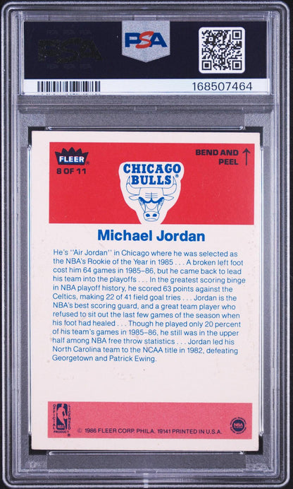 1986 Fleer Sticker 8 Michael Jordan PSA 3
