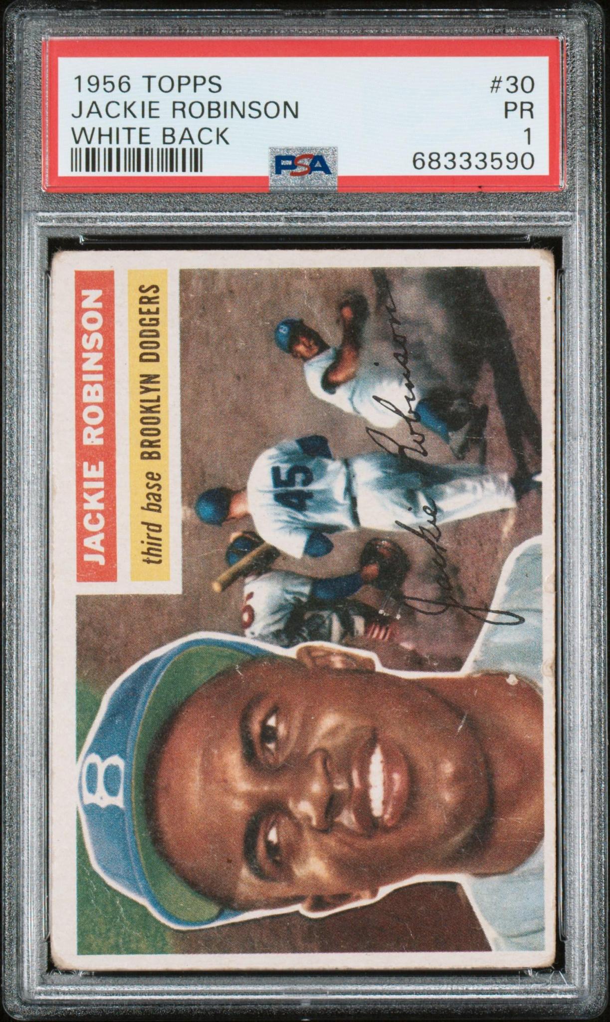 1956 Topps #30a Jackie Robinson : White Back PSA 1