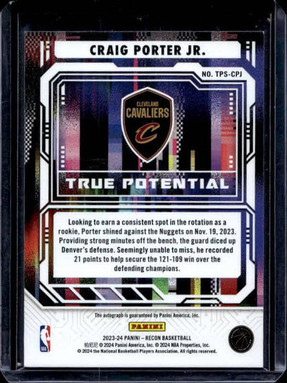 2023/24 Panini Recon Craig Porter Jr. #TPS-CPJ Rookie Autograph Blue /75