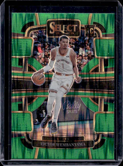 2023/24 Panini Select Victor Wembanyama #87 Rookie Green Shock Prizm