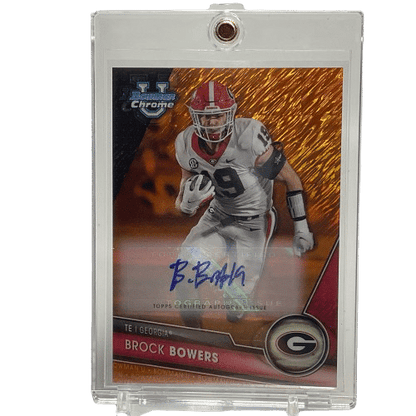 2023 Bowman Chrome University Brock Bowers #50 Autograph Orange Shimmer /25