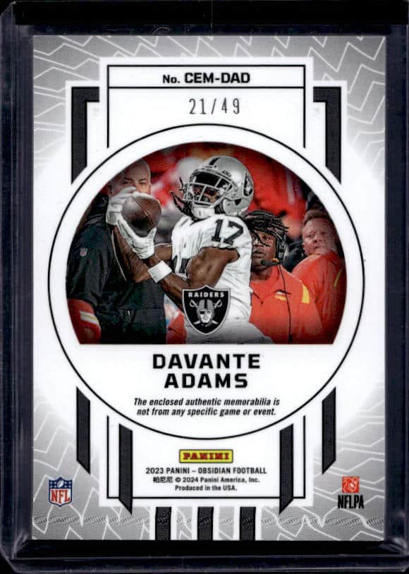 2023 Panini Obsidian Davante Adams #CEM-DAD Patch /49