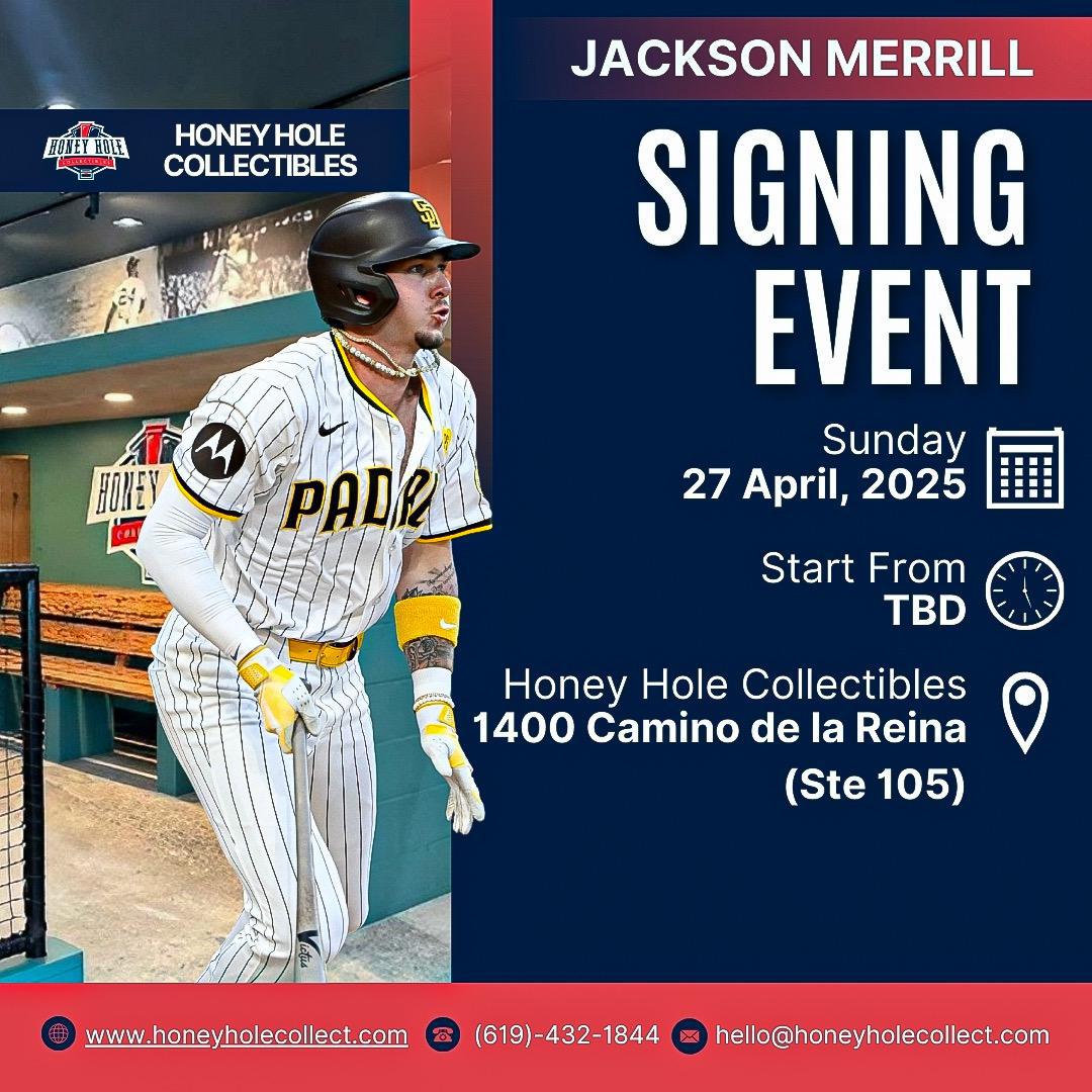 Event Information: Jackson Merrill Signing Event Mission Valley April 27, 2025
