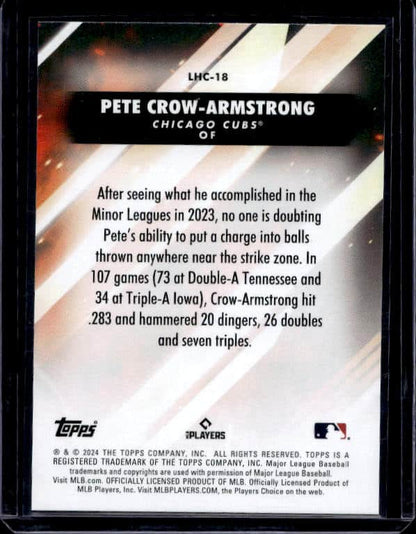 2024 Topps Pete Crow-Armstrong #LHC-18 Rookie Let Him Cook /299