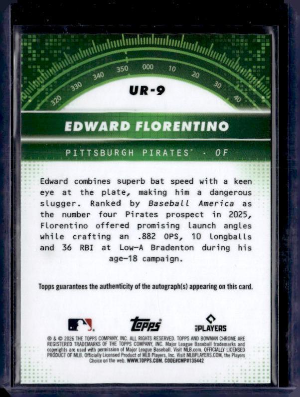 2026 Bowman #UR-9 Edward Florentino Under the Radar Gold Refractors #/50 Auto
