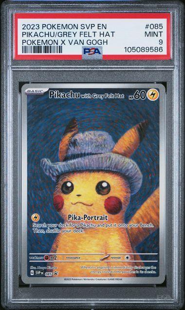 2023 POKEMON SVP EN-SV BLACK STAR PROMO #085 PIKACHU/GREY FELT HAT POKEMON X VAN GOGH PSA 9