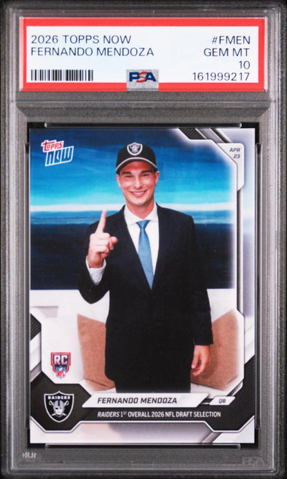 2026 TOPPS NOW #FMEN FERNANDO MENDOZA PSA 10