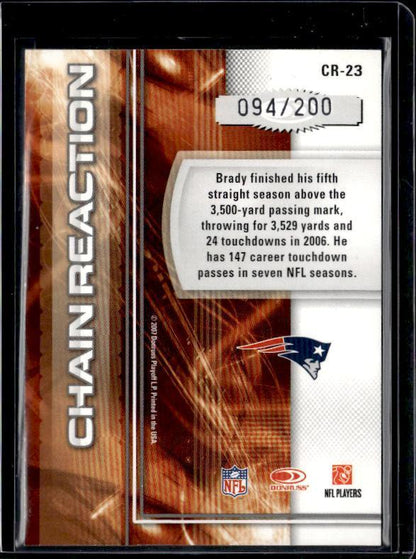 2007 Donruss Elite #CR-23 Tom Brady Chain Reaction Red #/200
