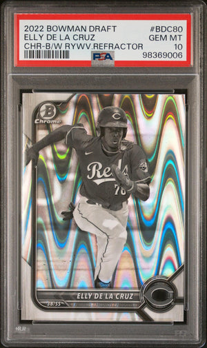 2022 Bowman Draft #BDC-80 Elly De La Cruz Chrome Black & White RayWave Refractor PSA 10