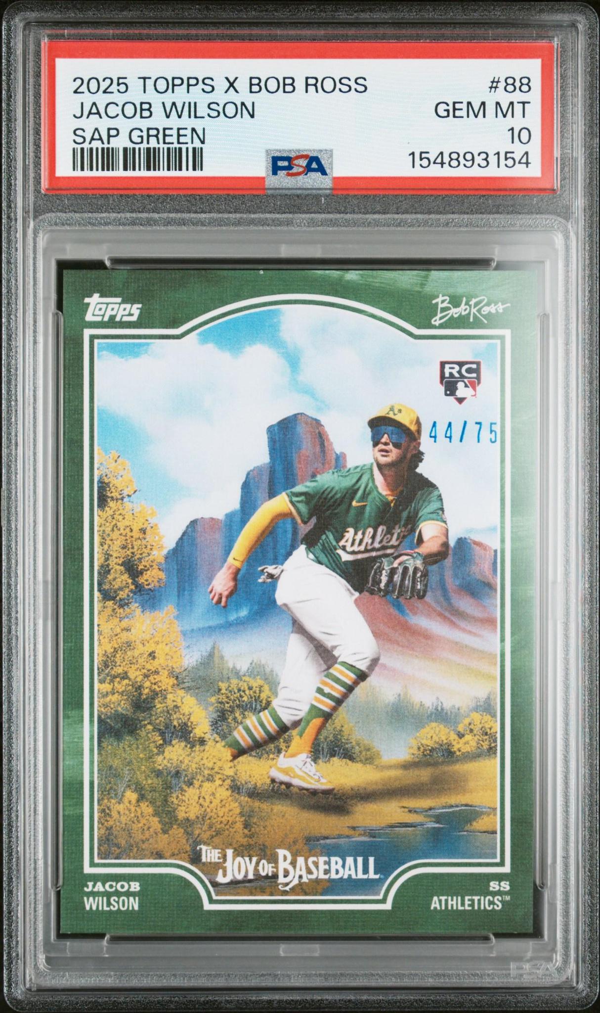 2025 TOPPS X BOB ROSS THE JOY OF BASEBALL 88 JACOB WILSON SAP GREEN PSA 10