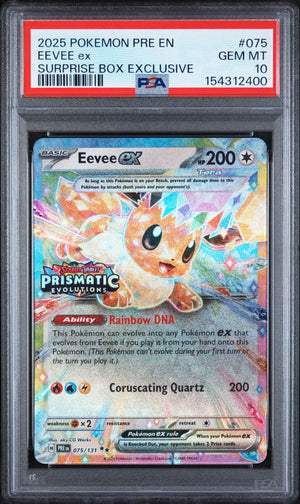 2025 Pokemon Pre En-prismatic Evolutions #075 Eevee Ex Surprise Box Exclusive PSA 10