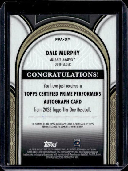 2023 Topps Tier One Dale Murphy #PPA-DM Autograph /149