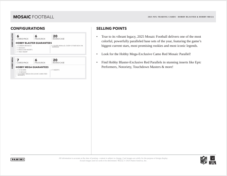 2025 Panini Mosaic Football Hobby Blaster Box