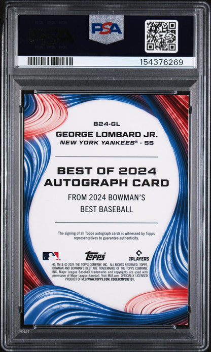 2024 Bowman's Best Best of 2024 Autographs B24-GL George Lombard Jr. PSA 10