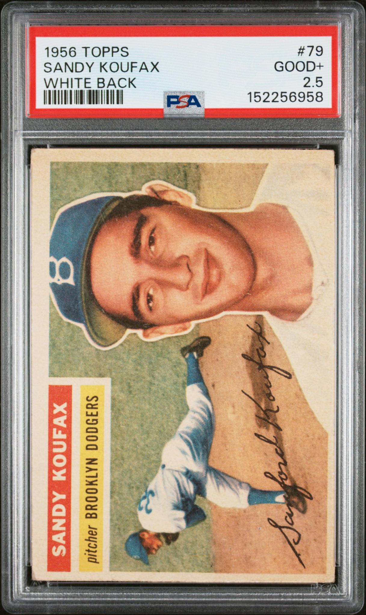 1956 TOPPS 79 SANDY KOUFAX WHITE BACK PSA 2.5