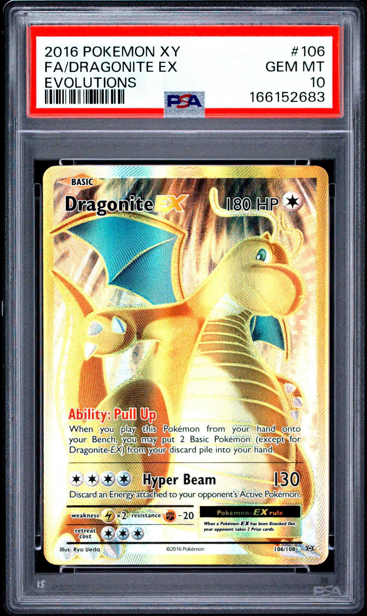 2016 Pokemon Xy Evolutions 106 Full Art/dragonite Ex PSA 10