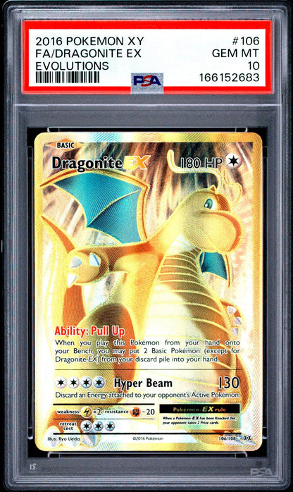 2016 Pokemon Xy Evolutions 106 Full Art/dragonite Ex PSA 10