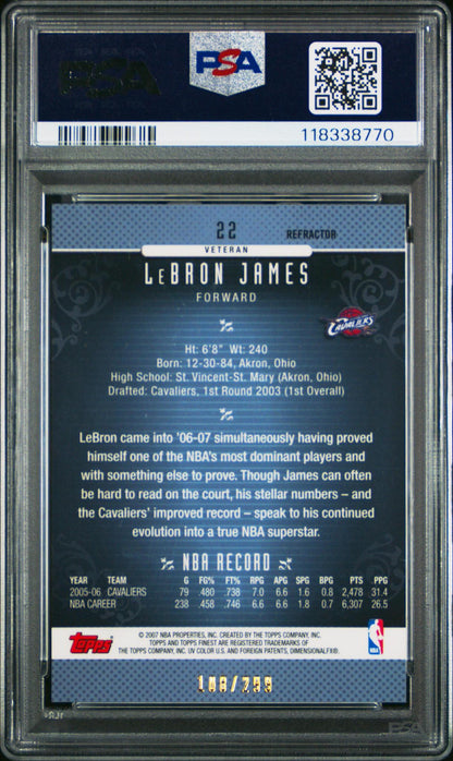2006 FINEST 22 LeBRON JAMES BLUE REFRACTOR PSA 10