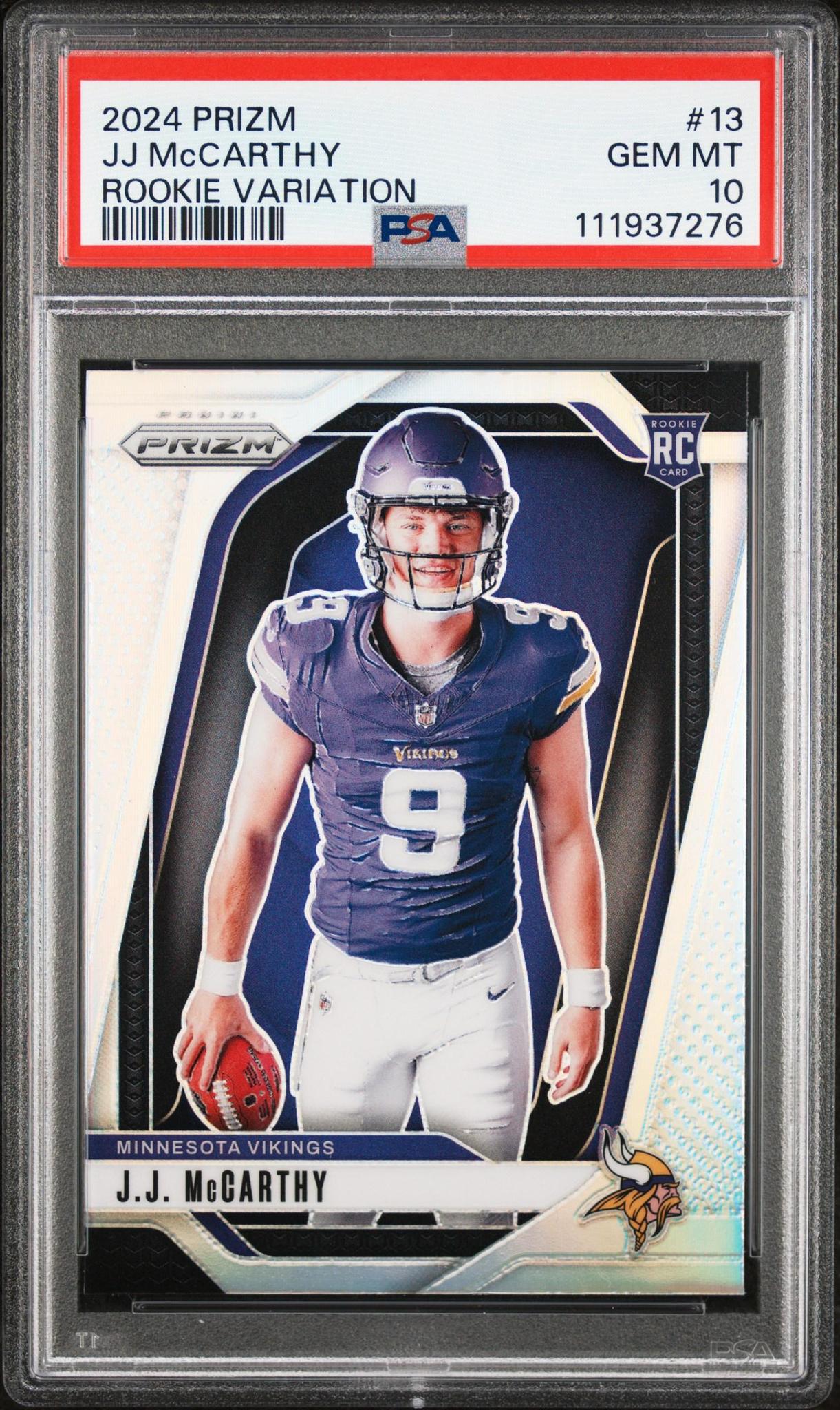 2024 Panini Prizm #13 J.J. McCarthy Rookie Variations Silver Prizm PSA 10