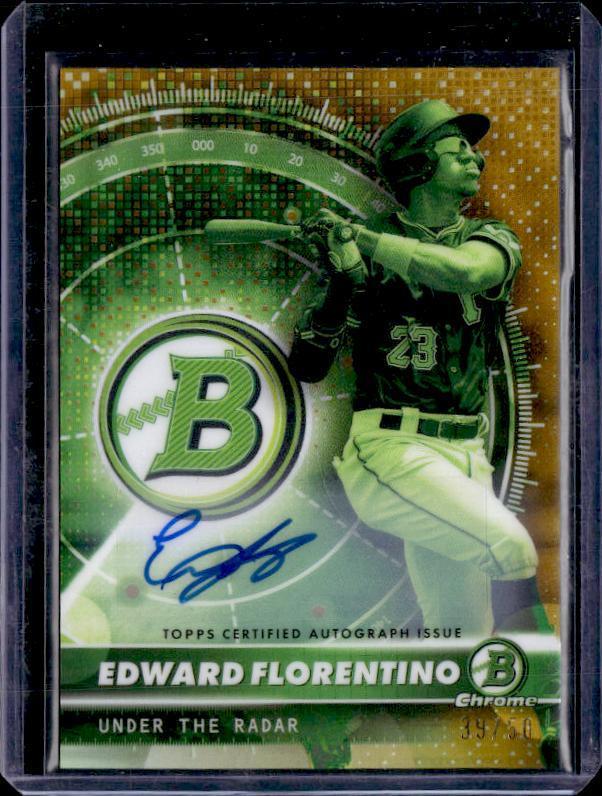 2026 Bowman #UR-9 Edward Florentino Under the Radar Gold Refractors #/50 Auto