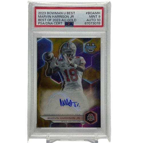 2023 Bowman's Best University Marvin Harrison Jr. Autograph Gold /50 PSA 9 Auto 10