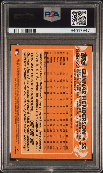 2023 Topps Japan Edition Gunnar Henderson #88B22 Cherry Tree PSA 9