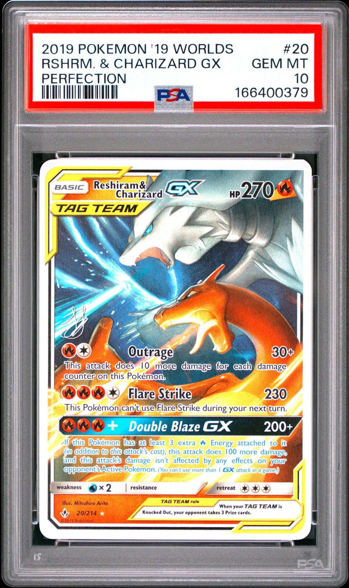 2019 POKEMON 2019 WORLD CHAMPIONSHIPS DECK: PERFECTION 20 RESHIRAM & CHARIZARD GX PSA 10