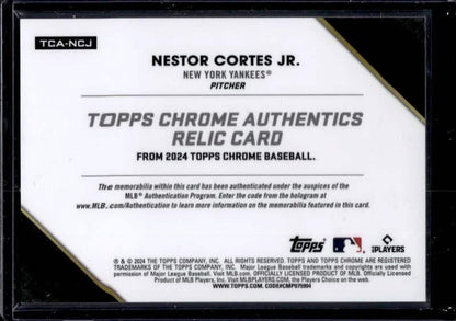 2024 Topps Chrome Nestor Cortes Jr. Authentics Patch #TCA-NCJ Gold Refractor /50