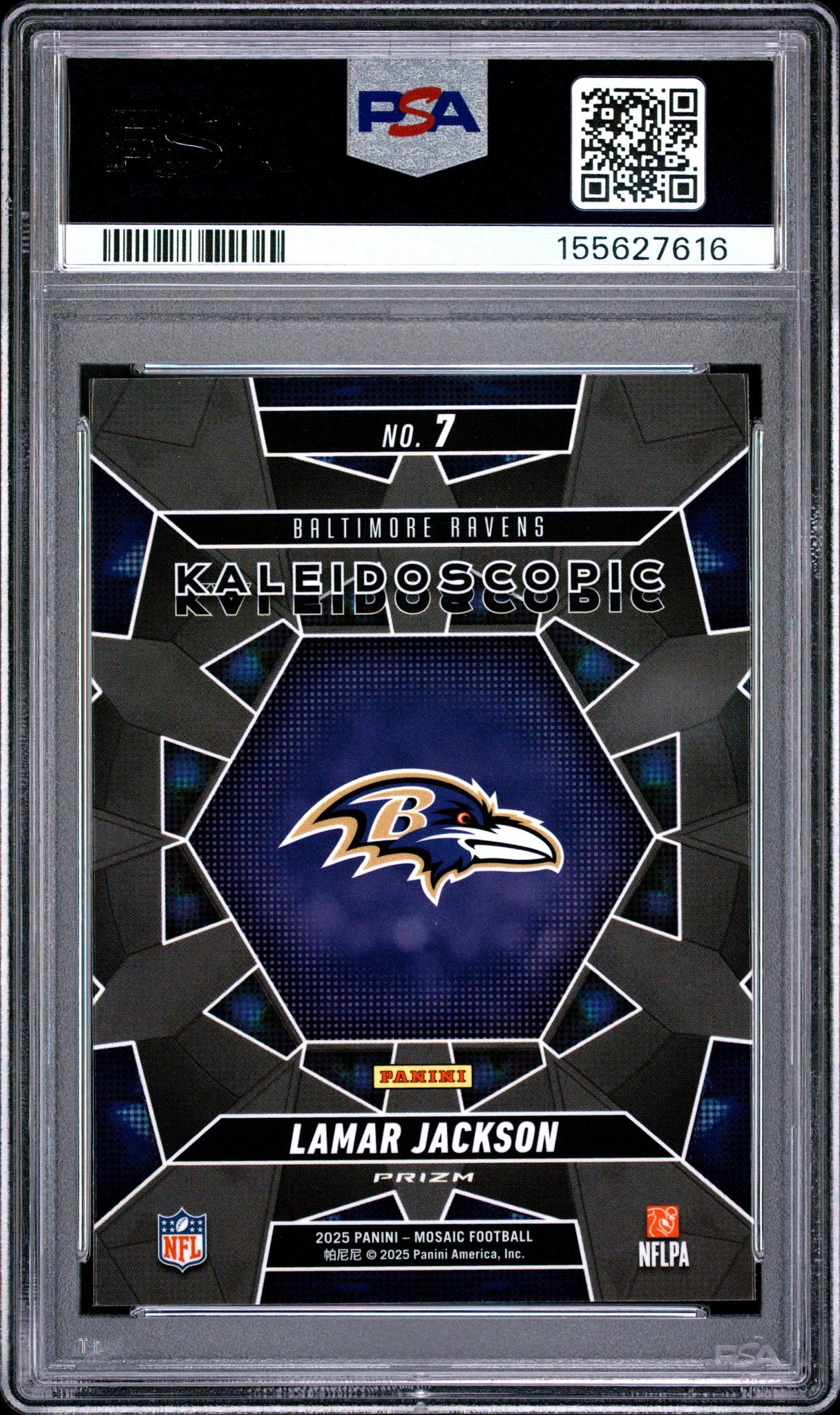 2025 PANINI MOSAIC KALEIDOSCOPIC #7 LAMAR JACKSON PSA 10